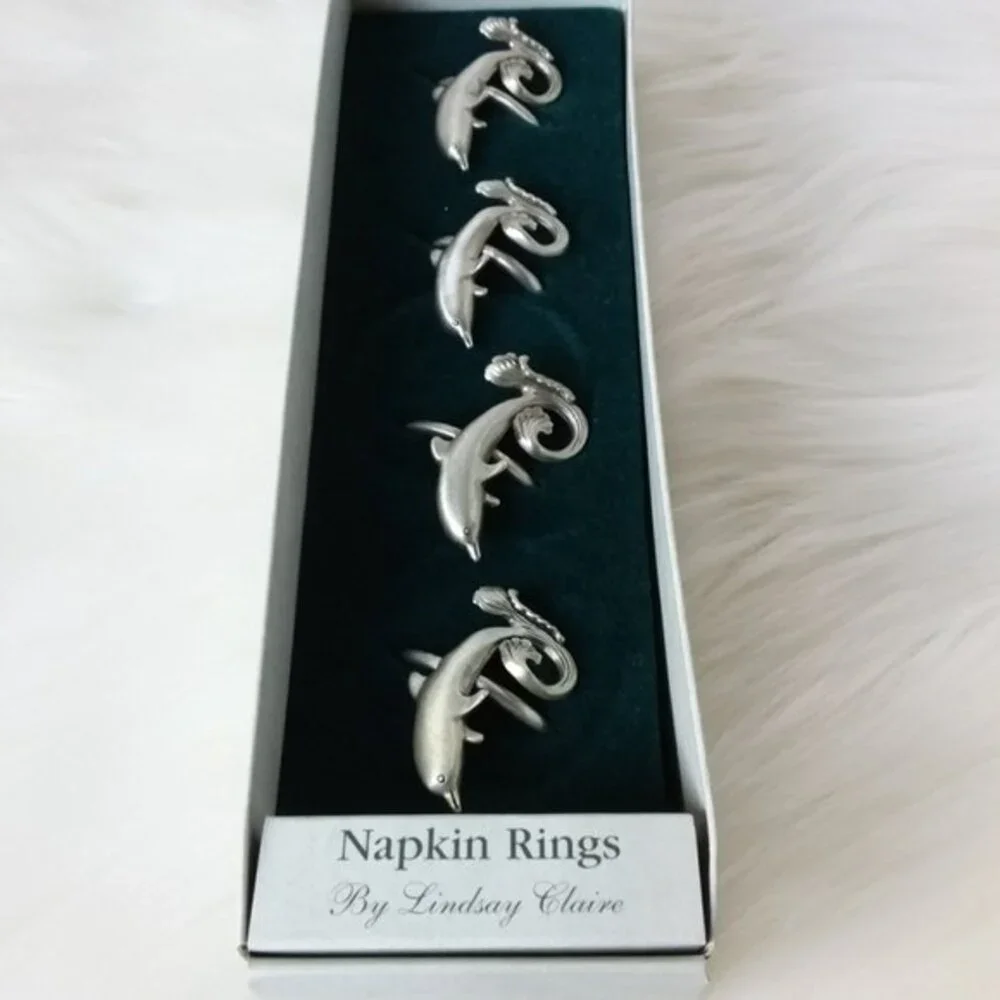 Lindsay Claire Designs Dolphin Napkin Rings Set of 4